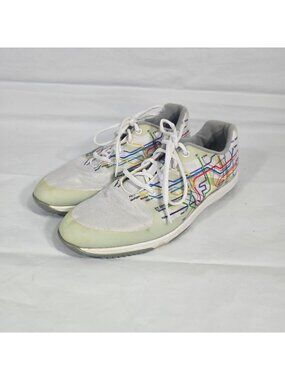 FJ FootJoy Spikeless Golf Shoes Women Size 9 Subway Transit Print White Athletic